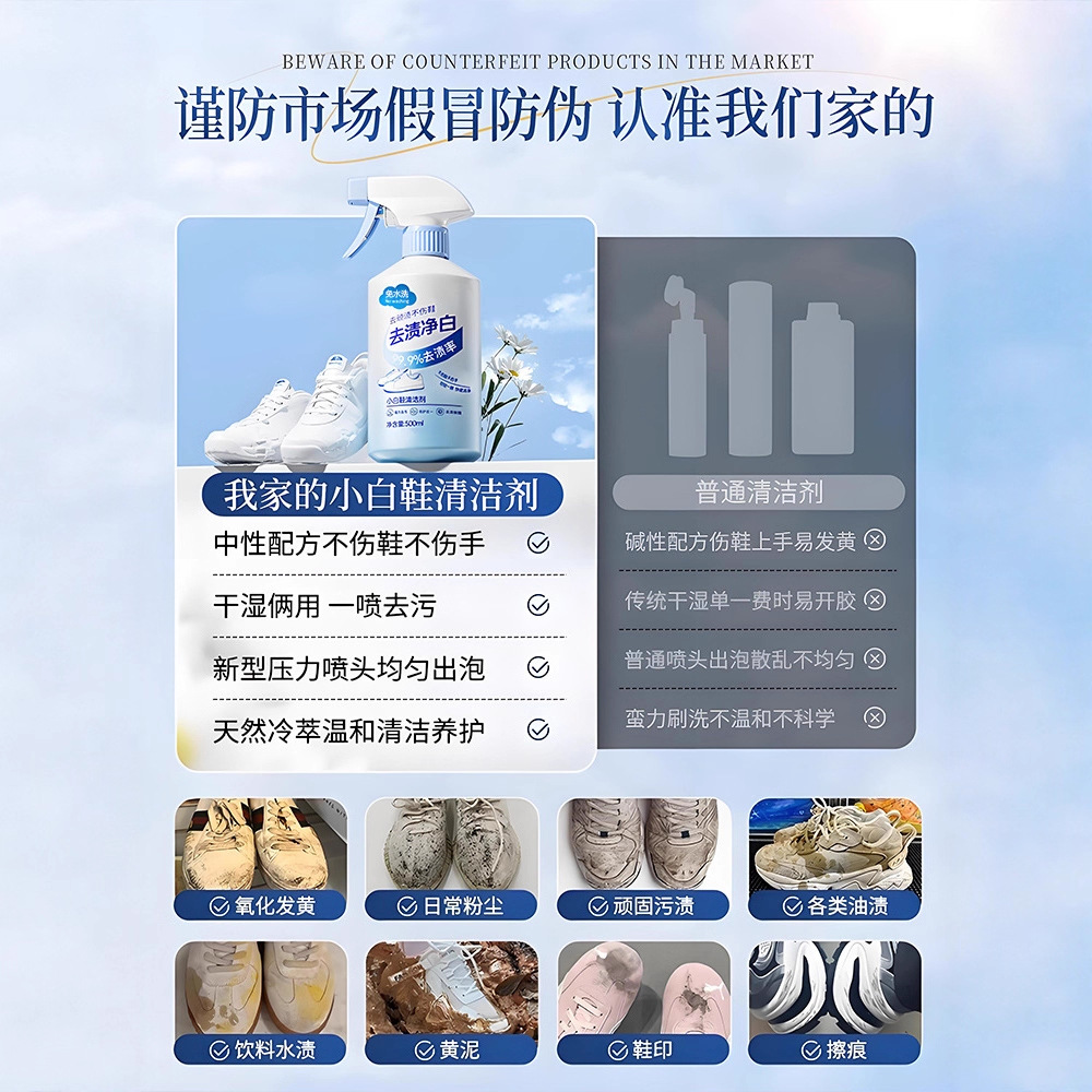 500ml white shoe cleaner no cl – обзор и цена Sneaker Care Cleaner